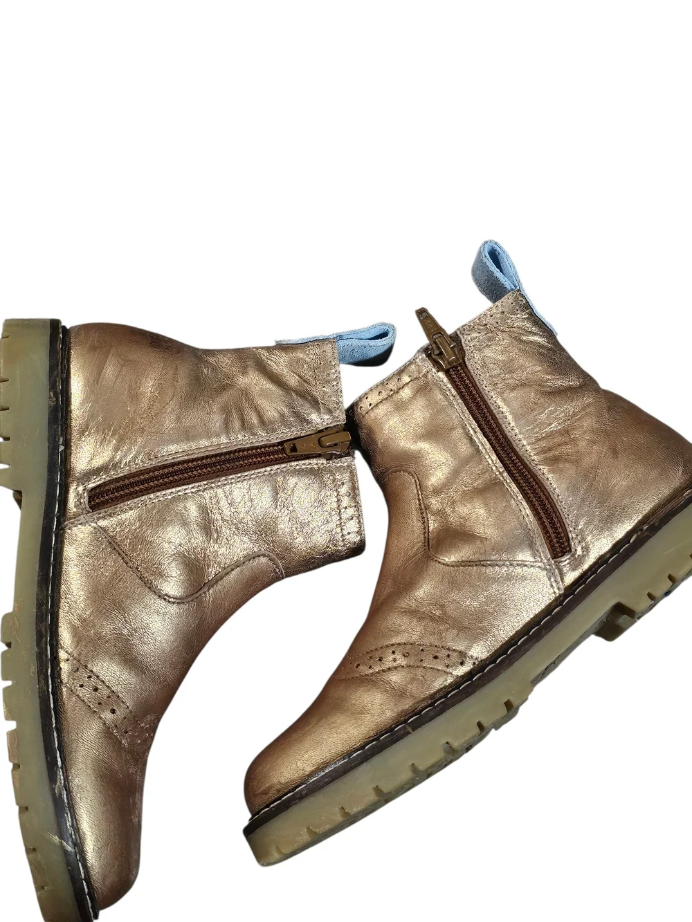 Mini Boden Metallic Gold Bronze Leather Chelsea boots 12.5 eu30 + polish!
